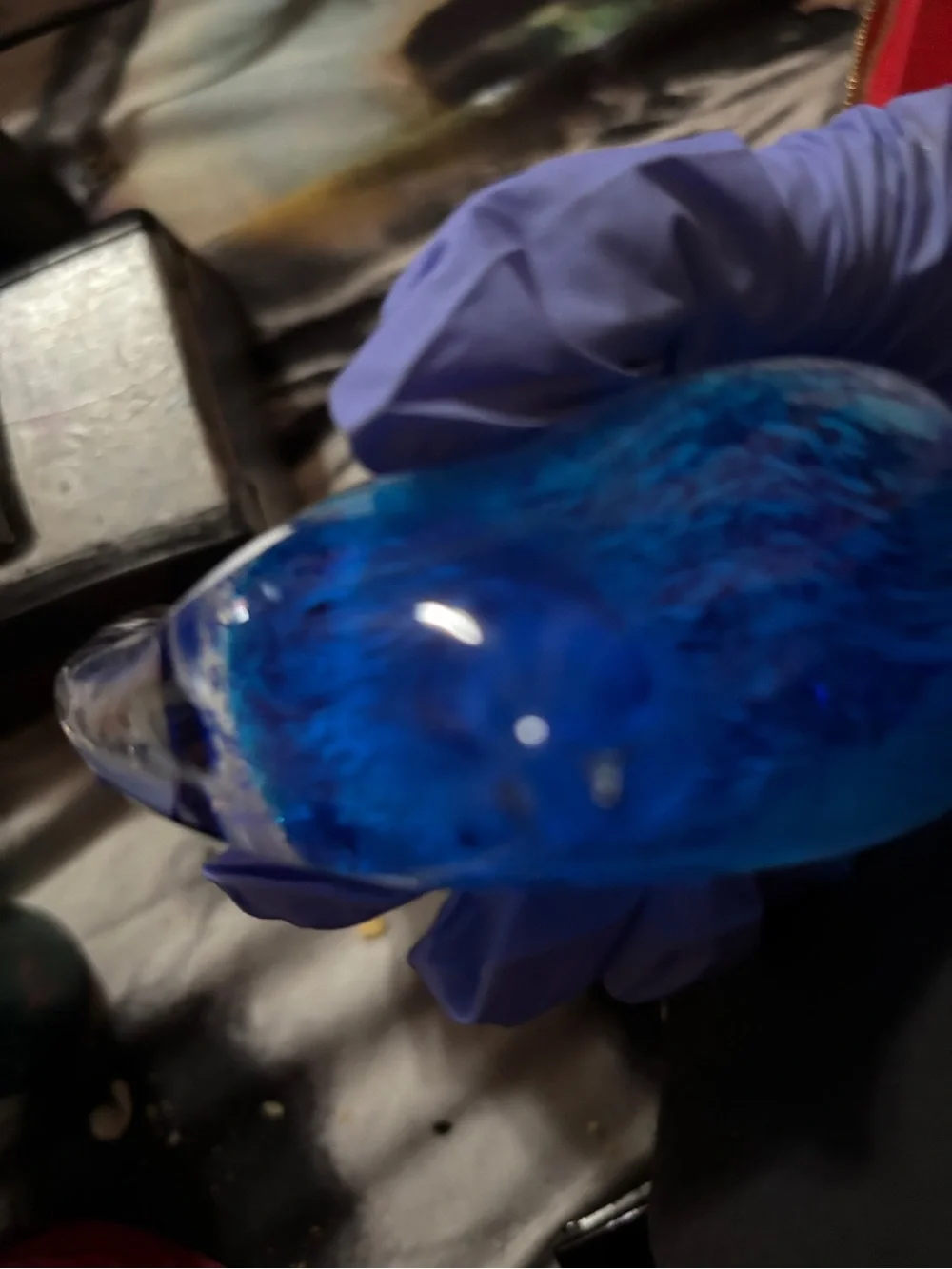 Blue Glass Aquarium Ornament - Decorative Fish Tank Accent